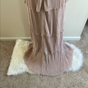 Speechless Blush Glitter Knit Pleated Tiered Gown